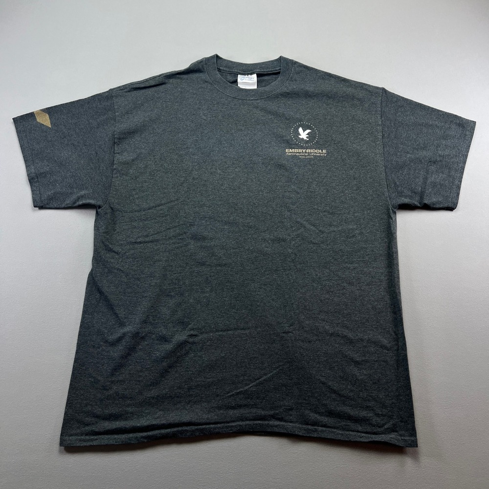 Port & Company T Shirt Men XL Charcoal Gray Embry Riddle Aeronautical University